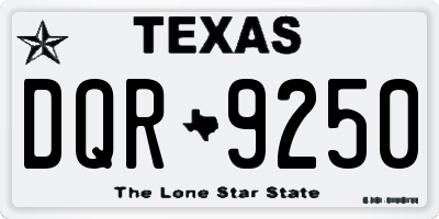 TX license plate DQR9250