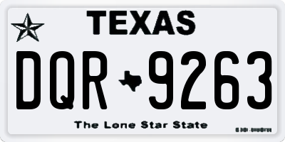 TX license plate DQR9263