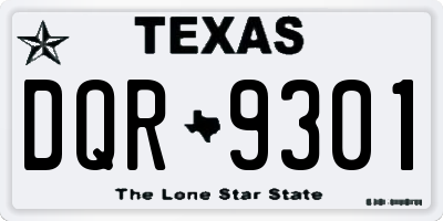TX license plate DQR9301