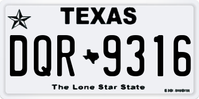 TX license plate DQR9316