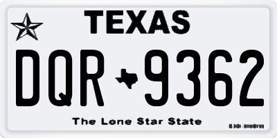 TX license plate DQR9362