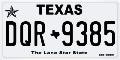 TX license plate DQR9385