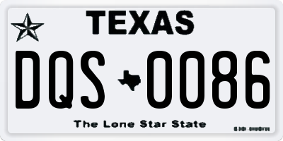 TX license plate DQS0086