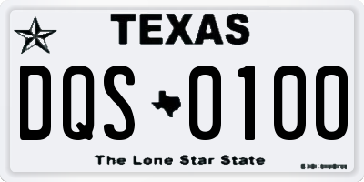 TX license plate DQS0100