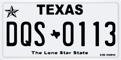 TX license plate DQS0113