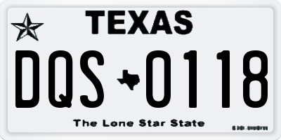TX license plate DQS0118