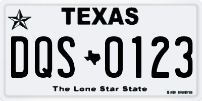 TX license plate DQS0123