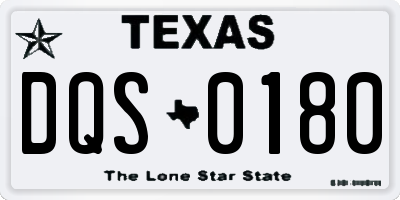TX license plate DQS0180