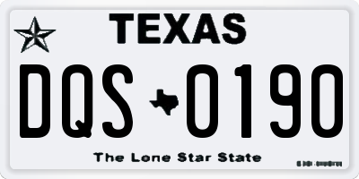 TX license plate DQS0190