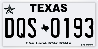 TX license plate DQS0193