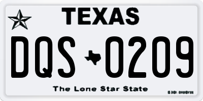 TX license plate DQS0209