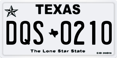 TX license plate DQS0210