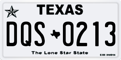 TX license plate DQS0213