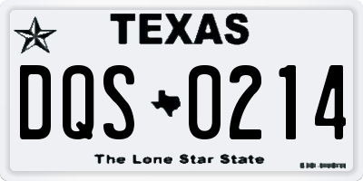 TX license plate DQS0214