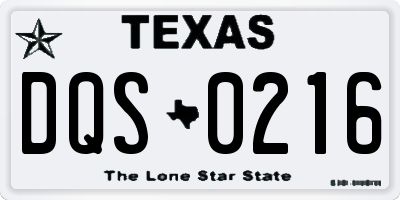 TX license plate DQS0216