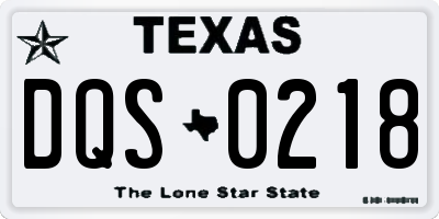 TX license plate DQS0218