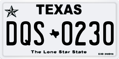 TX license plate DQS0230