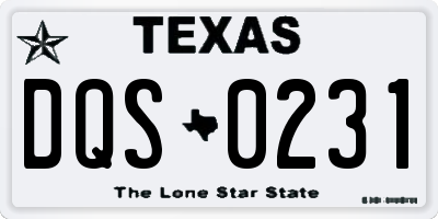 TX license plate DQS0231