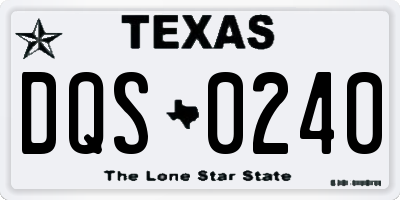 TX license plate DQS0240