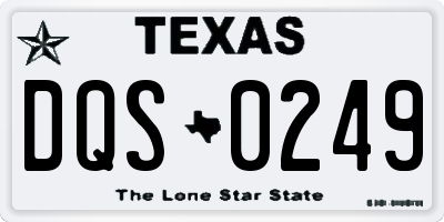 TX license plate DQS0249