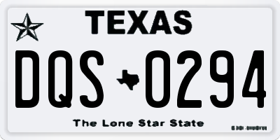 TX license plate DQS0294