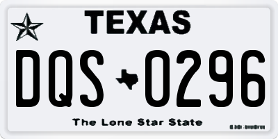 TX license plate DQS0296