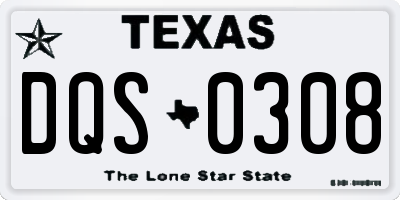 TX license plate DQS0308