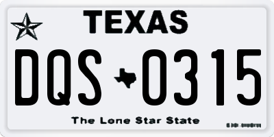 TX license plate DQS0315