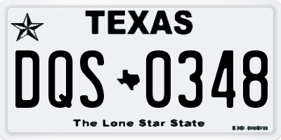 TX license plate DQS0348