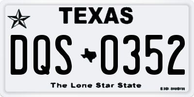 TX license plate DQS0352