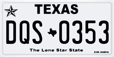 TX license plate DQS0353