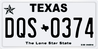 TX license plate DQS0374