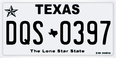 TX license plate DQS0397