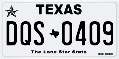 TX license plate DQS0409