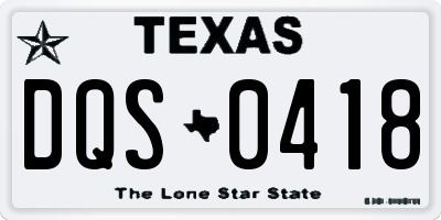 TX license plate DQS0418