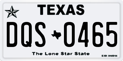 TX license plate DQS0465