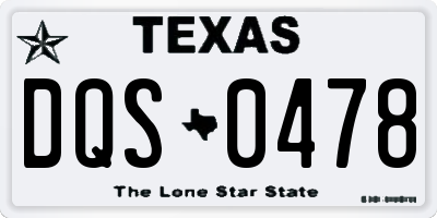 TX license plate DQS0478