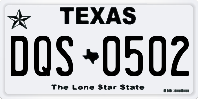 TX license plate DQS0502