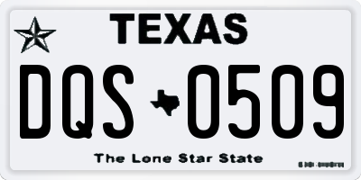 TX license plate DQS0509