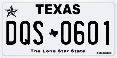 TX license plate DQS0601