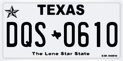 TX license plate DQS0610