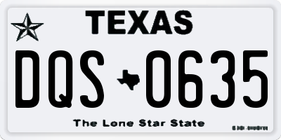 TX license plate DQS0635