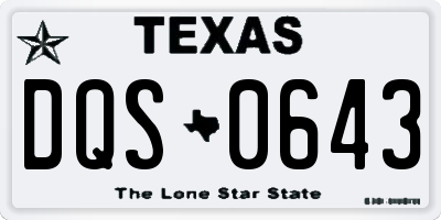 TX license plate DQS0643