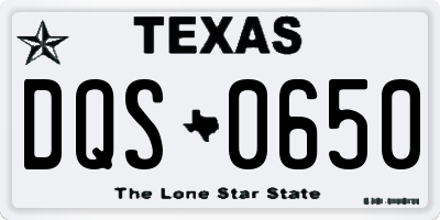 TX license plate DQS0650