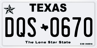 TX license plate DQS0670