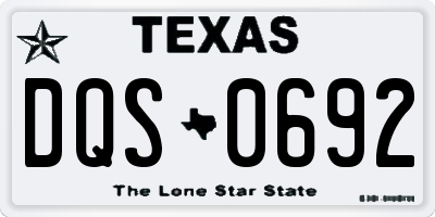 TX license plate DQS0692