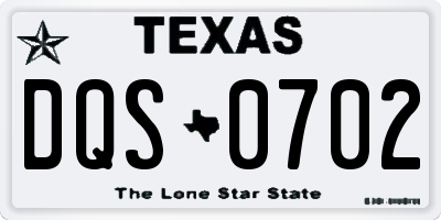 TX license plate DQS0702