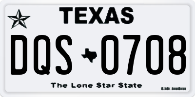 TX license plate DQS0708