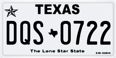 TX license plate DQS0722