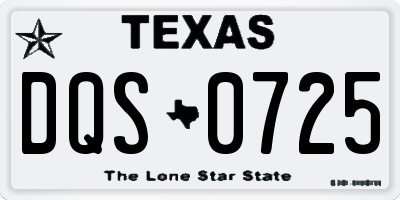 TX license plate DQS0725